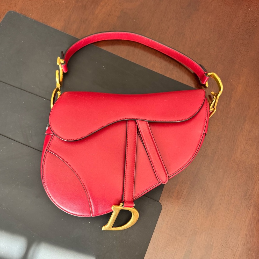 Red Dior Saddle Bag